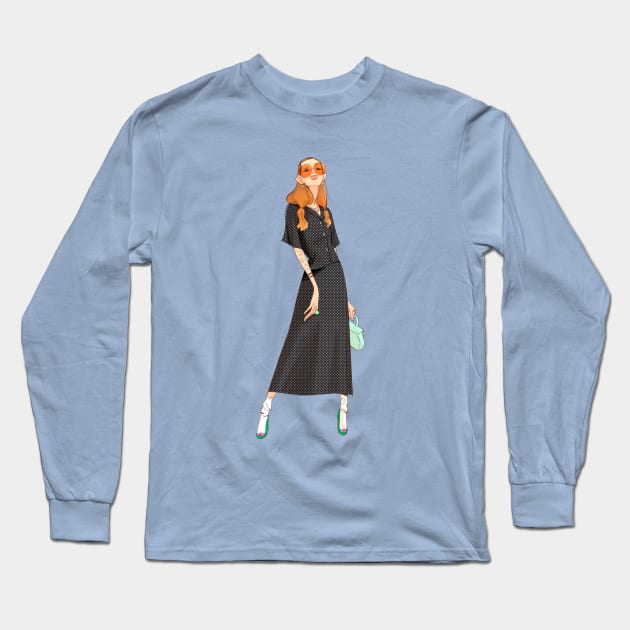 Cool girl with glasses Long Sleeve T-Shirt by Vimore's Shop